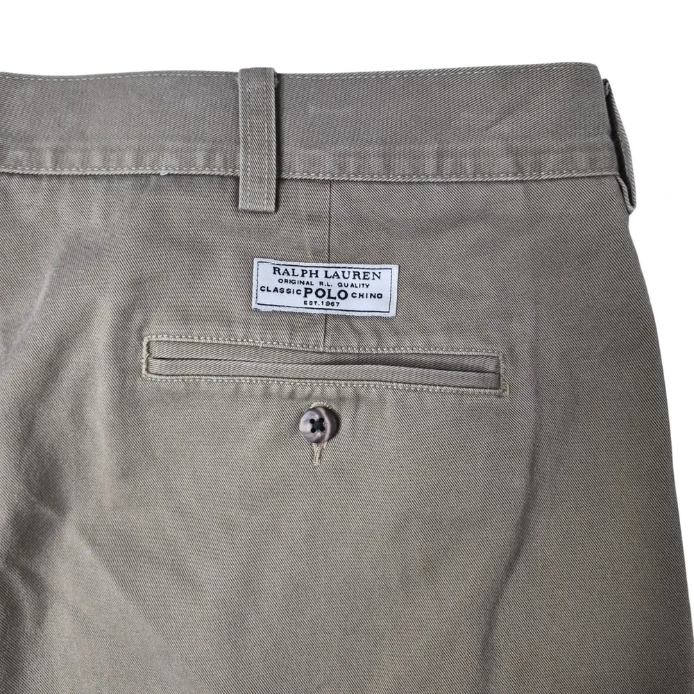 Polo Ralph Lauren Tyler Short Mens‎ 40 Khaki Pleated Chino Cotton Twill 8.5